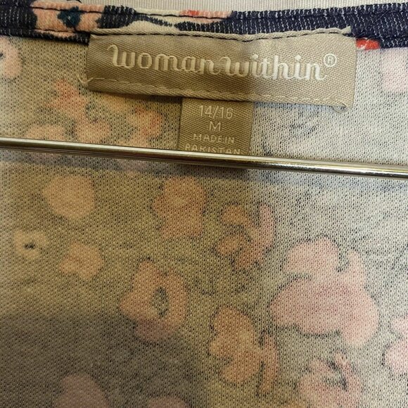 Woman Within Multi Color Floral 3/4 Sleeve Casual Sheath Dress 14/16 Pockets - Picture 4 of 5